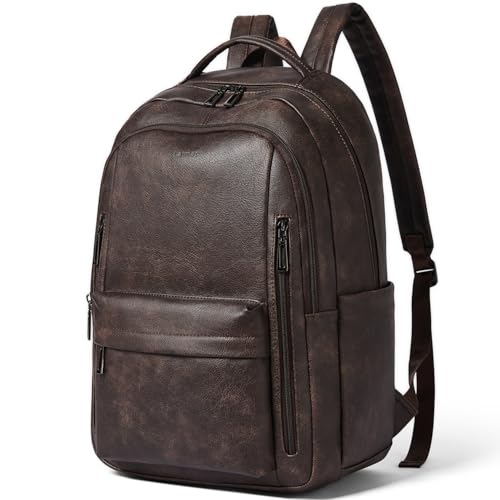 LATMAP Backpack Purse for Women Men Faux Leather Backpack, Travel Work Laptop Back Pack Teacher Bookbag fits 15.6" Laptop, Coffee - color: Style2-coffee