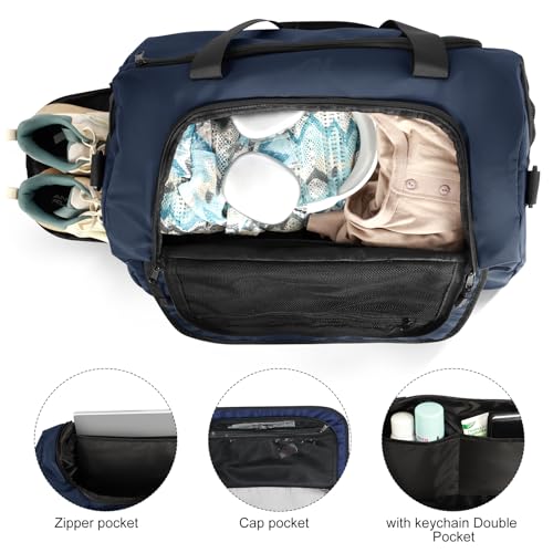 Gym Bag for Men Women With Shoe Compartment & Wet PocketWater Resistant Sports Gym Bag 、shoulder bag、messenger bag Carry On Duffel Bag forWeekend Overnight Traveling (blue) - color: blue