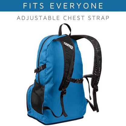 TRIPPED Travel Gear Traveling Backpack- Foldable Collapsible Lightweight Backpack for Travel (Light Blue) 35 liters - color: Tropical Blue