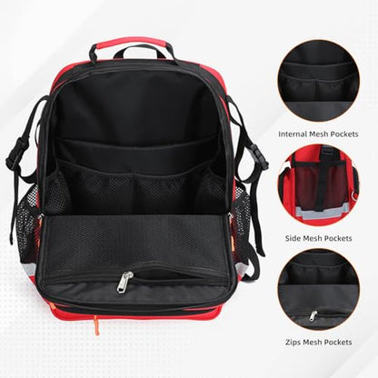 First Responder Bag Trauma Backpack Empty Medical Bag,Medical Emergency Kits Storage for EMT, EMS, Police, Firefighters - color: Red