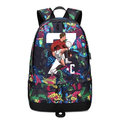 Soccer Player 7 Ball Storage Backpack Sports Equipment Depositary Multifunctional Bag For Men Women - color: Red - 3