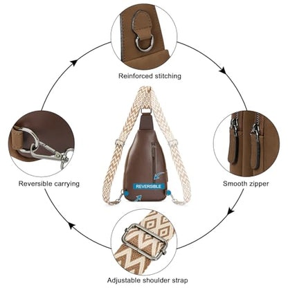 CLUCI Crossbody Bags for Women Men,Leather Sling Bag Cross Body Backpack for Woman Gifts for Women Birthday Unique - color: 1-1 Dark Brown Suede