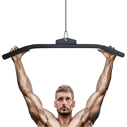 Lat Pulldown Attachments for Cable Machine, 29/39/ 48 Inch Wide Grip Lat Pull down Bar with Non-slip Handle, Lat Bar for Home Gym Tricep Bar Training - color: K Bar Length 29 Inch