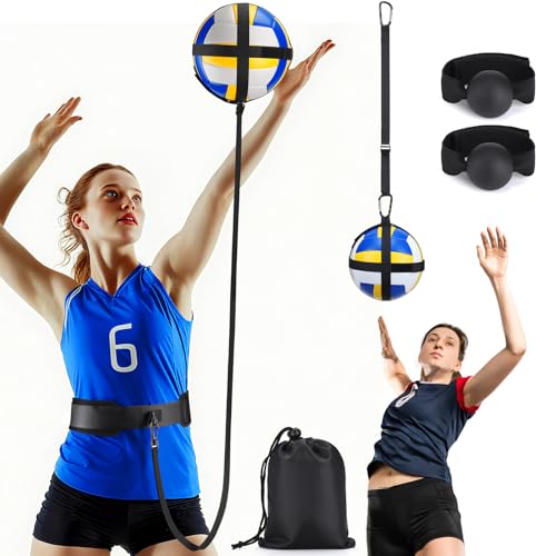 TOBWOLF Volleyball Spike Trainer, Elastic Self-Training Volleyballs Resistance Band, Volleyball Equipment Training Aid Improves Serving, Jumping, Arm Swing Mechanics and Spiking Power - color: Two Style Volleyball Spike Trainer(Can be Hung)