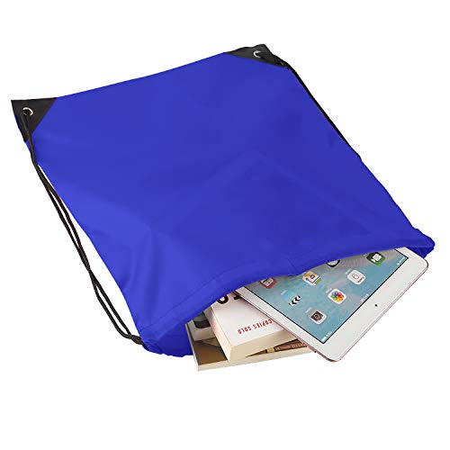 KUUQA 2 Pcs Drawstring Backpack Bags Bulk Sports Cinch Sack String Backpack Storage Bags for Gym Traveling（Black, Blue） - color: Black, Blue
