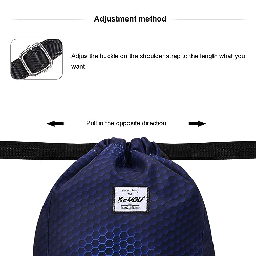 XEYOU Drawstring Sports Backpack Lightweight Gym Yoga Sackpack Shoulder Rucksack Casual Outdoor Daypack for Women and Men | Lightweight - color: Hexagonal Pattern