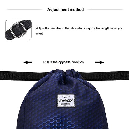 XEYOU Drawstring Sports Backpack Lightweight Gym Yoga Sackpack Shoulder Rucksack Casual Outdoor Daypack for Women and Men | Lightweight - color: Hexagonal Pattern