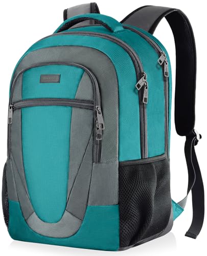 BIKROD Teal Backpack for Woman and Men, Travel Laptop School Backpack for Teens, Waterproof College Back Pack for 17.3 IN Laptop Backpack, Adult Business Computer Travel Backpack, - color: Greengrey, size: 17.3 Inch