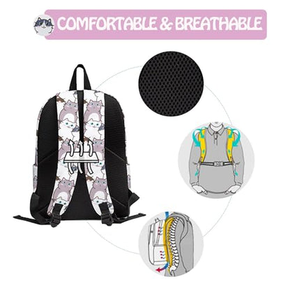 Cat Cute 3PCS Backpack Set for Teens Elementary Middle High School, 17 Inch Lightweight Classic Backpack 3 in 1 Set for Girls Boys, Kids Back to School Backpack with Lunch Box Pencil Case - color: Cat