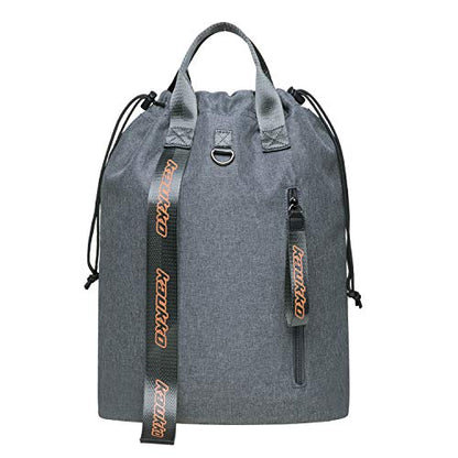 KAUKKO Drawstring Sports Backpack Gym Yoga Bag Shoulder Rucksack for Men and Women KH02-GREY,19.1L - color: H02-grey