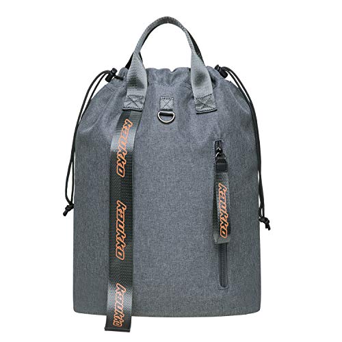 KAUKKO Drawstring Sports Backpack Gym Yoga Bag Shoulder Rucksack for Men and Women KH02-GREY,19.1L - color: H02-grey