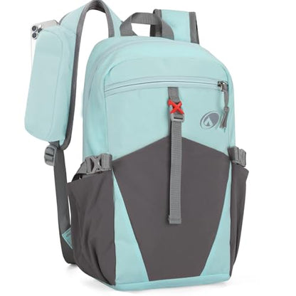 12L Hiking Backpack with Padded Straps for Kids, Waterproof Small Hiking Backpack with Chest Strap for Women, Mini Lightweight Kid Travel Backpacks Day Pack, Light Green - color: Light Green