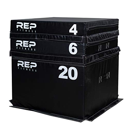 REP Fitness Stackable Soft Foam Plyo Box Set, Adjustable Plyometric Jump Box for Home Gym Workouts, Plyometric Jumping Platform for Exercise, Step Training, HIIT & CrossFit - style: 4", 6", and 20"