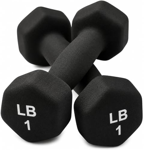 Neoprene Hexagon Dumbbells with Cast Ergo Handle (1 to 15lbs Pack of 1, 2, 4) | Durable Anti-Slip Exercise & Fitness Strength Training Free Weights for Home Gym | Black | For Men & Women - color: Black-1Lb pack of 2