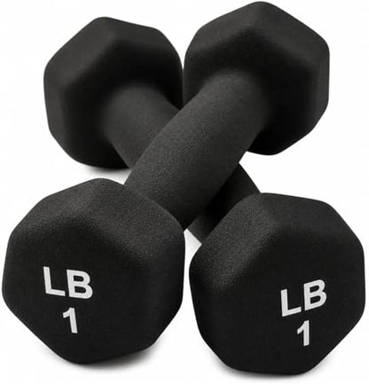 Neoprene Hexagon Dumbbells with Cast Ergo Handle (1 to 15lbs Pack of 1, 2, 4) | Durable Anti-Slip Exercise & Fitness Strength Training Free Weights for Home Gym | Black | For Men & Women - color: Black-1Lb pack of 2