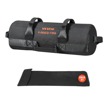 VEVOR Workout Sandbag, Heavy Duty Workout Power Bags with Handles, Slam Bag for Fitness Strength Weight Training Cross-Training, Home Gym Exercise, Black (Unfilled)