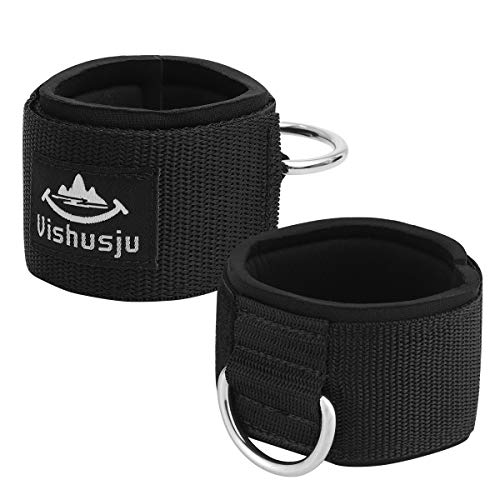Ankle Wrist Cuffs Neoprene Padded Straps D-Ring Glute Kickback for Cable Machines Legs Exercise Adjustable Fitness - color: D ring silver