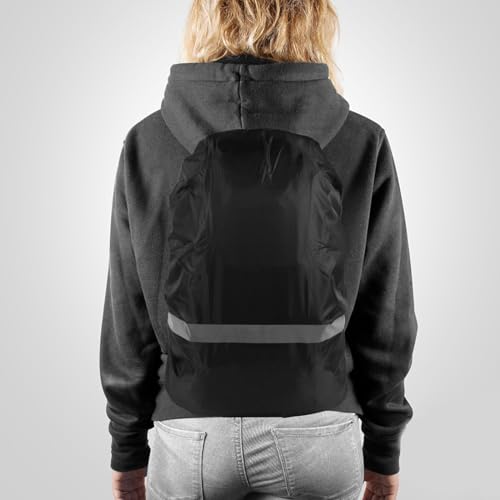 Alipis High Visibility Backpack Rain Covers with Reflective Strip Waterproof Backpack Covers Storage Pouch Anti-Slip Buckle - color: Black
