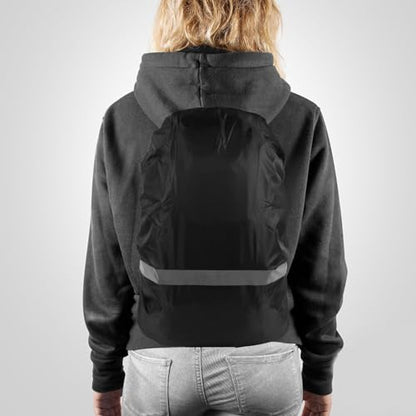 Alipis High Visibility Backpack Rain Covers with Reflective Strip Waterproof Backpack Covers Storage Pouch Anti-Slip Buckle - color: Black
