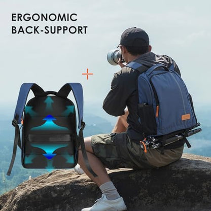 TARION Camera Backpacks for Photographers - Camera Bag Photography Backpack with 15" Laptop Compartment Side Access Tripod Holder - Waterproof Rain Cover- Anti-theft Hidden Pocket - TB04 Blue - color: Blue