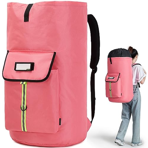 laundry bag backpack,extra-large heavy duty laundry bags,laundry backpack for college students,drawstring closure (bright red Laundry Backpack) - color: Bright Red Laundry Backpack