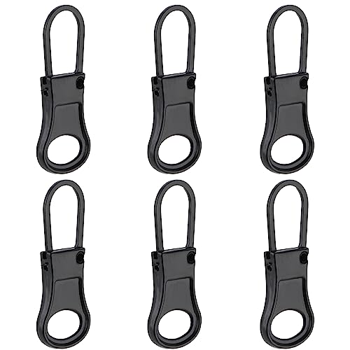 Ouligay 6pcs Zipper Pull Replacement Detachable Zipper Pull Tab Metal Zipper Pull Cord Extender Zipper Pull Repair Kit for Backpack Luggage Suitcase Purse Jackets Jeans Coat