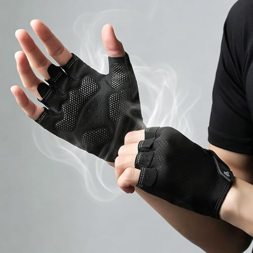 Utaly Men Women Breathable Half Finger Fitness Gloves - Prevents Calluses Gloves with Non-Slip Padding for Gym Workout - size: Medium