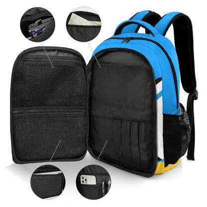 Sky Blue Gold Volleyball Personalized School Backpack Casual Laptop Bag for Man Woman - color: Muilti 20
