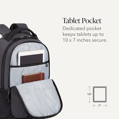 SWISSGEAR Cecil 18-Inch Laptop Backpack Fits 16-Inch Laptop, Travel Daypack with Organizer Pockets, Water Bottle Holders & Padded Straps – Dark Grey/Black - color: Dark Grey/Black