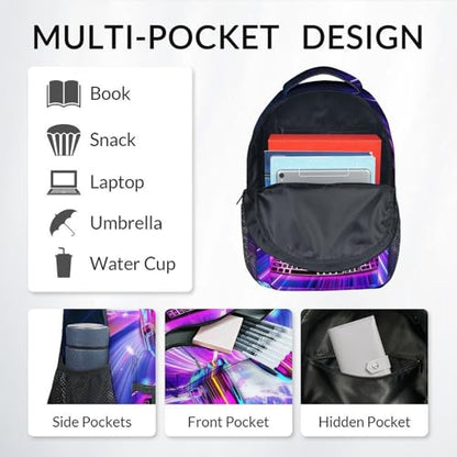 Boy Gamer Backpack for School, Ergonomic Game Bookbag with Padded Shoulder Straps; 17 Inch Lightweight Gaming Backpacks with Adjustable Reinforced Straps for Teen Boys Preschoolers - color: Light Purple