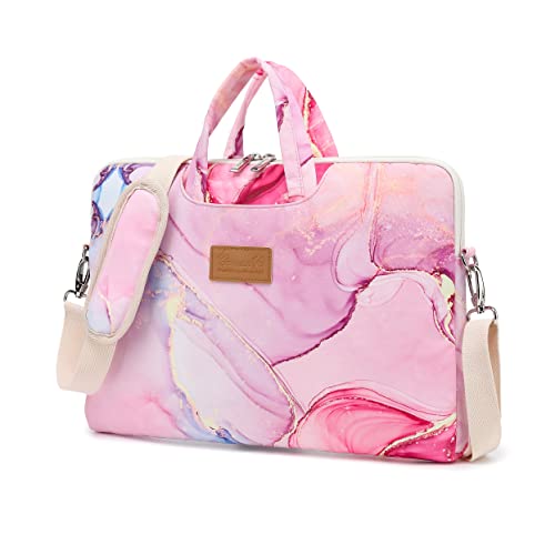 canvaslife Pink marble Patten Waterproof Laptop Shoulder Messenger Bag Case Sleeve for 14 Inch 15 Inch Laptop Case Laptop Briefcase 15.6 Inch - color: Pink Marble