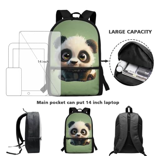 ZOUTAIRONG School Bags for Girls 7-10/10-12/12-16, Cute Panda Insulated Water Bottle for Hot & Cold Drinks Casual Backpack with Side Pockets - color: Panda