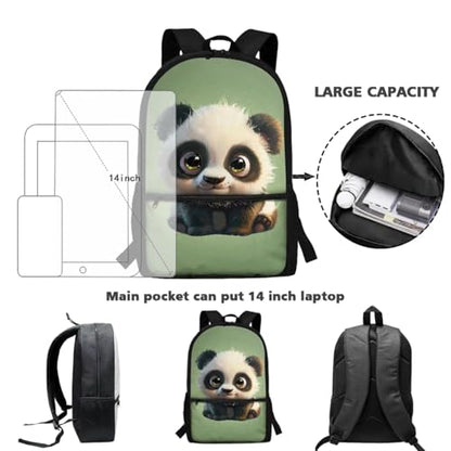 ZOUTAIRONG School Bags for Girls 7-10/10-12/12-16, Cute Panda Insulated Water Bottle for Hot & Cold Drinks Casual Backpack with Side Pockets - color: Panda