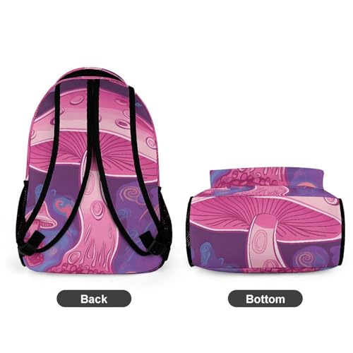 Pink Mushroom Backpack Large Capacity Bookbag Lightweight Schoolbag Travel Bag for Men & Women - color: Pink Mushroom