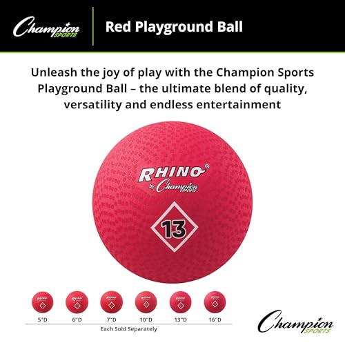 Champion Sports Playground Ball – Durable High-Bounce Ball, Sizes 5", 6", 7", 10", 13" & 16" for Gym, Recess & Play - style: 13" Diameter