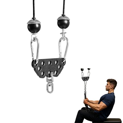 Multi-Grip LAT Pull Down Bar Hardened Powder-Coated Finish, 360° Rotating Stainless Steel Adapter, Neutral & Wide Grip Spreader Bar for Pulley System Gym & Cable Machines - color: BLACK-6in
