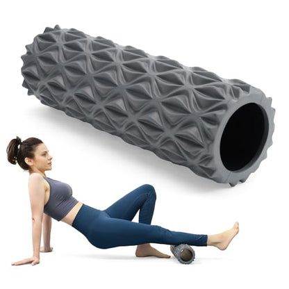Foam Roller - 15 inch Deep Tissue Massager for Muscle Massage, Myofascial Trigger Point Release, Exercise, Yoga, Pilates & Stretching(Gray) - color: Gray