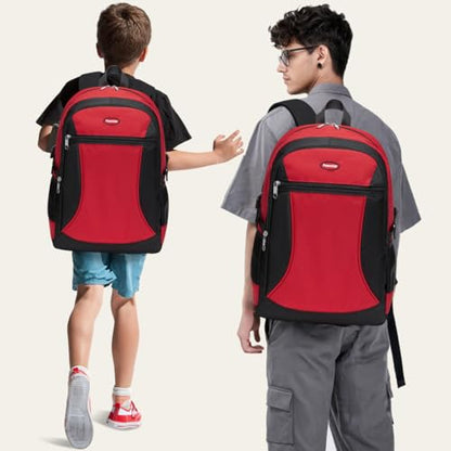 Kids Backpack for Big Boys Bookbag Middle Junior High College Student Back to School Teen Teenage Youth Schoolbag Ages 8-12 10-12 12-14 Years Old Mochilas Escolares Para Adolescentes Large 18 Inch Red - color: Red
