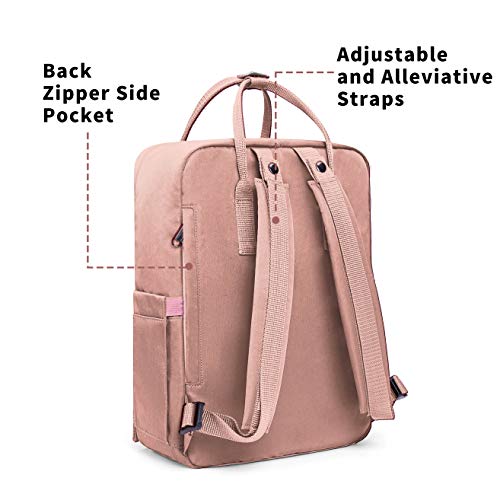 KALIDI Casual Laptop Backpack 15 Inches Classic Camping Rucksack Travel Outdoor Square Daypack College Hiking Gym Bag, Pink - color: Pink