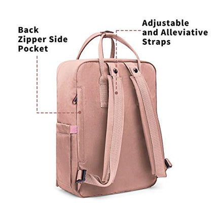 KALIDI Casual Laptop Backpack 15 Inches Classic Camping Rucksack Travel Outdoor Square Daypack College Hiking Gym Bag, Pink - color: Pink