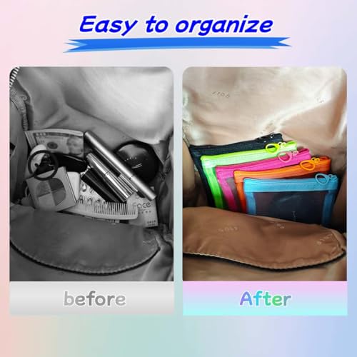 5 Pack Small Mesh Zipper Pouch Bags for Purse & 5 Pack Mesh Pencil Pouches, Mini Purse Organizer Pouches, Small Travel Toiletry Pouch Bag, Diaper Bag - color: Mix (A5+B7)