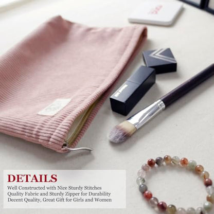 HAPPYHEIDI Large Makeup Bag Travel Cosmetic Pouch, Misty Pink - color: Pink