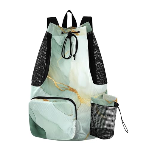 Drawstring Gym Bags Pool Bag With Pockets Pull String Back Pack Waterproof Marble White Green - color: Color 20