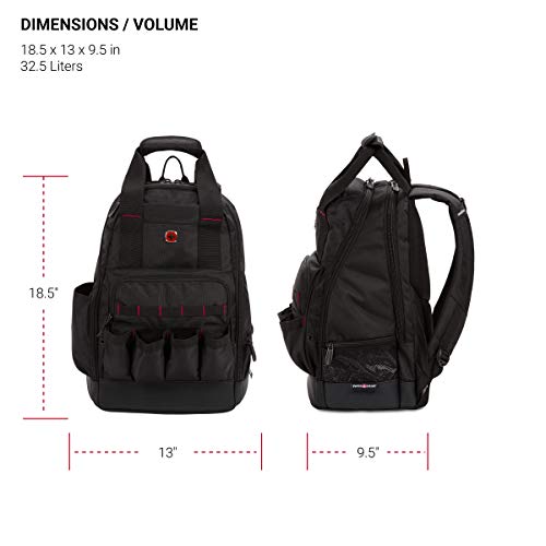 SwissGear Tool Bag Backpack, Fits Up to 15-Inch Laptop, Work Pack, Black - color: Black, size: Medium