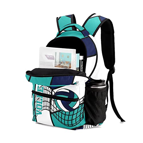 Volleyball Blue White Backpack Shoulder Shopping Bag Travel Casual Bags with Name Text - color: Backpack 5