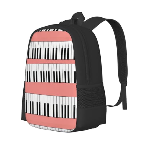 Ergonomic Padded Backpack Music Piano Pink, Anti Theft Spacious Travel Daypack Sturdy Polyester Bag for Commute Gym Outdoor Leisure Use - color: Design (545)
