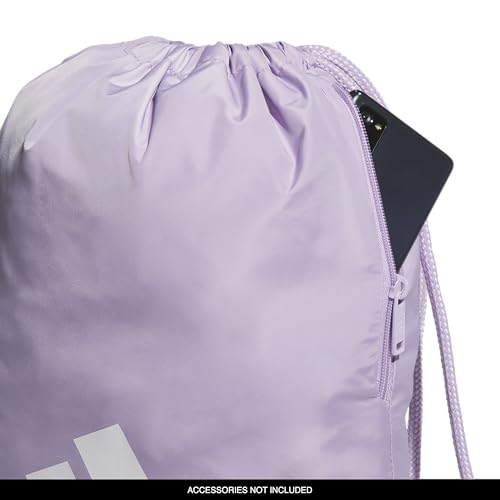 adidas Ready Sackpack – Drawstring Backpack Lightweight Small Gym Bag - color: Powder Plum Purple/White/1.0
