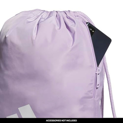 adidas Ready Sackpack – Drawstring Backpack Lightweight Small Gym Bag - color: Powder Plum Purple/White/1.0