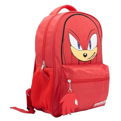 AI ACCESSORY INNOVATIONS Sonic The Hedgehog Backpack for Boys & Girls, Knuckles 16 Inch Schoolbag with 3D Features, Durable School Bag for Kids, Red - style: Red Knuckles