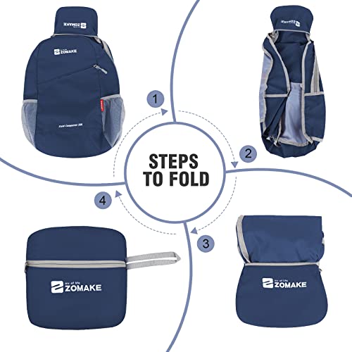 ZOMAKE Lightweight Packable Backpack 20L,Foldable Backpacks Small Daypack for Hiking Water Resistant Day Bag for Travel(Royal Blue) - color: Royal Blue